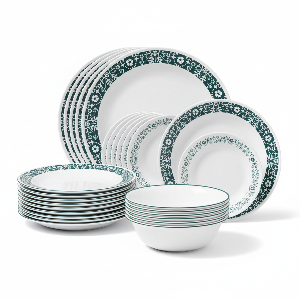 Corelle Vitrelle 18-Piece Service for 6 Dinnerware Set — Triple Layer Glass, Chip Resistant, Lightweight, Penelope