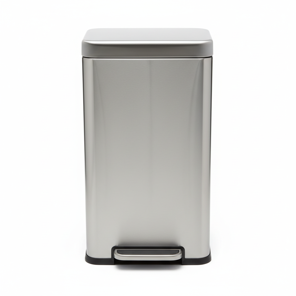 simplehuman 45 Liter Rectangular Step Trash Can — Brushed Stainless Steel, Lid Shox Silent Close, Liner Pocket